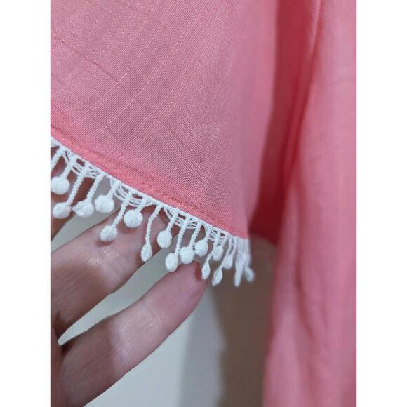 June & Hudson Pink Embroiderd  Tassel Boho Peasant Top  Size 1 Medium - Picture 4 of 4